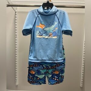 UVSkinz Kids Blue Ocean Rashguard Set - Light Blue & Navy